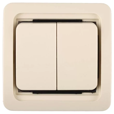 Выключатель СВЕТОЗАР &quot;ГАММА&quot; двухклавишный, без подсветки, цвет бежевый, 10А/~250В SV-54134-B купить в Нефтеюганске
