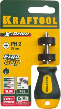 Отвертка KRAFTOOL, Cr-Mo-V сталь, двухкомпонентная противоскользящая рукоятка, PH, №2x38мм 250072-2-038 купить в Нефтеюганске