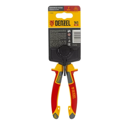 Плоскогубцы комбинированные Denzel 17085, диэлектрические трехкомпонентные рукоятки до 1000 В, 165 мм купить в Нефтеюганске
