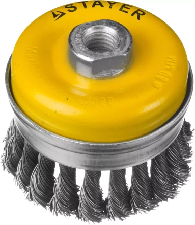 STAYER "PROFESSIONAL". Щетка чашечная усиленная для УШМ, жгутированная стальная проволока 0,5мм, 80ммхМ14 35137-080 купить в Нефтеюганске