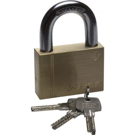 Замок ЗУБР &quot;ЭКСПЕРТ&quot; навесной, латунный корпус, классическая форма, закаленная дужка, 70мм 37299-70 купить в Нефтеюганске