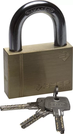 Замок ЗУБР &quot;ЭКСПЕРТ&quot; навесной, латунный корпус, классическая форма, закаленная дужка, 70мм 37299-70 купить в Нефтеюганске