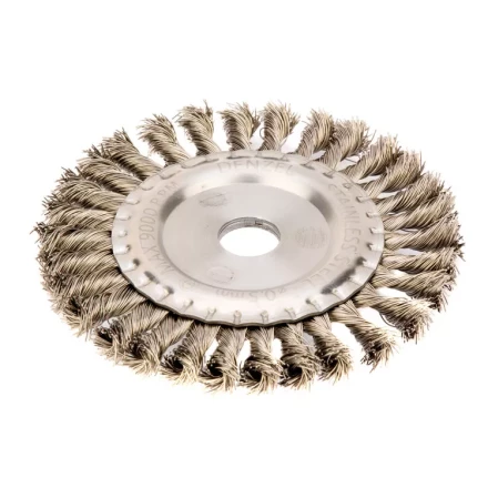 Щетка для УШМ 150 мм Плоская крученая нержавеющая проволока 0.5мм посадка 22.2 мм Denzel 746343 купить в Нефтеюганске