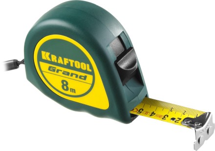 Рулетка KRAFTOOL GRAND, обрезиненный пластиковый корпус, 8м/25мм 34022-08-25 купить в Нефтеюганске