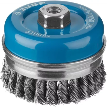 ЗУБР &quot;ПРОФЕССИОНАЛ&quot;. Щетка чашечная усиленная для УШМ, плетеные пучки стальной проволоки 0,5мм, 100ммхМ14 3527-100_z02 купить в Нефтеюганске