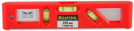 Уровень KRAFTOOL &quot;PRO&quot; &quot;DIRECTOR LEVEL&quot; с магнитом, 3 ампулы, 220мм 1-34863-022 купить в Нефтеюганске