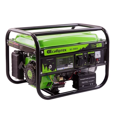 Генератор бензиновый БС-3500Э, 3.2 кВт, 230В, 4-х тактный, 15 л, электростартер Сибртех 94538 купить в Нефтеюганске