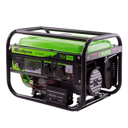Генератор бензиновый БС-3500Э, 3.2 кВт, 230В, 4-х тактный, 15 л, электростартер Сибртех 94538 купить в Нефтеюганске