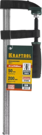 Струбцина, KRAFTOOL 32011-050-200, тип &quot;F&quot;, DIN 5117, двухкомпонентная ручка, 50х200мм 32011-050-200 купить в Нефтеюганске