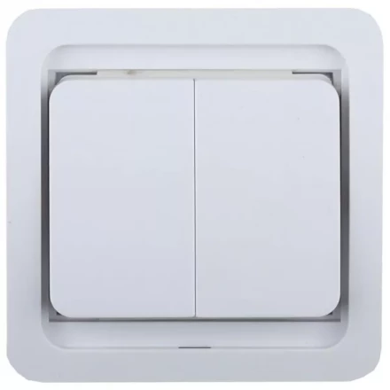 Выключатель СВЕТОЗАР &quot;ГАММА&quot; двухклавишный, без подсветки, цвет белый, 10А/~250В SV-54134-W купить в Нефтеюганске