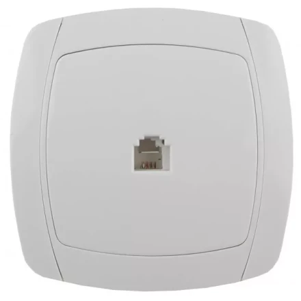 Розетка СВЕТОЗАР &quot;CITY LIGHT&quot; телефонная одинарная в сборе, цвет белый SV-54217-W купить в Нефтеюганске