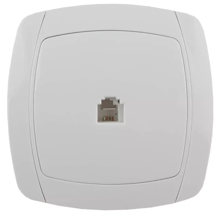 Розетка СВЕТОЗАР &quot;CITY LIGHT&quot; телефонная одинарная в сборе, цвет белый SV-54217-W купить в Нефтеюганске