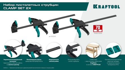 Набор пистолетных струбцин KRAFTOOL 32225-H2 купить в Нефтеюганске