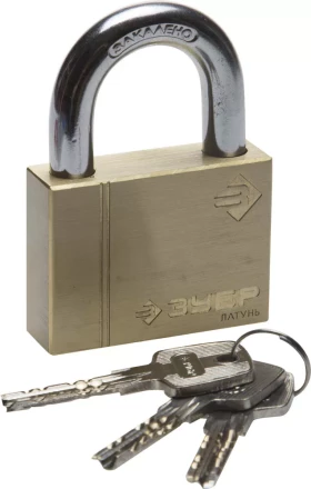 Замок ЗУБР &quot;ЭКСПЕРТ&quot; навесной, латунный корпус, классическая форма, закаленная дужка, 60мм 37299-60 купить в Нефтеюганске