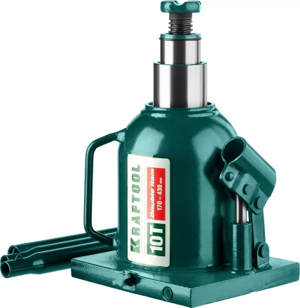 Домкрат гидравлический бутылочный &quot;Double Ram&quot;, сварной, телескопический, 10т, 170-430мм, KRAFTOOL 43463-10 43463-10 купить в Нефтеюганске