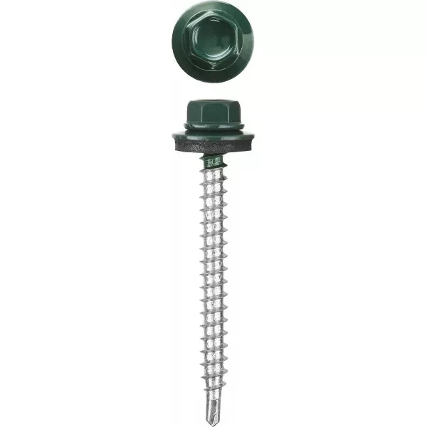 Саморезы СКМ кровельные, RAL 6005 зеленый насыщенный, 19 x 5.5 мм, 2 500 шт, для металлических конструкций, STAYER 30300-55-019-6005 купить в Нефтеюганске