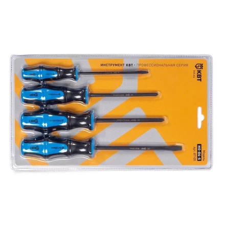 Набор слесарных отверток из стали S2 КВТ НО-04-S, 4 шт. (87105) купить в Нефтеюганске