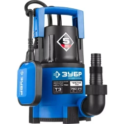 Насос ЗУБР "ПРОФЕССИОНАЛ" Т3 погружной дренажный для чистой воды (d пропускаемых частиц до 5мм), 750Вт, пропускная способность 210л/мин, напор 8,5м НПЧ-Т3-750