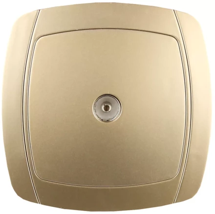 Розетка СВЕТОЗАР &quot;АКЦЕНТ&quot; телевизионная одинарная в сборе, цвет золотой металлик SV-54215-GM купить в Нефтеюганске