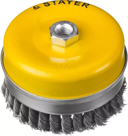 STAYER &quot;PROFESSIONAL&quot;. Щетка чашечная усиленная для УШМ, жгутированная стальная проволока 0,5мм, 120ммхМ14 35137-120 купить в Нефтеюганске