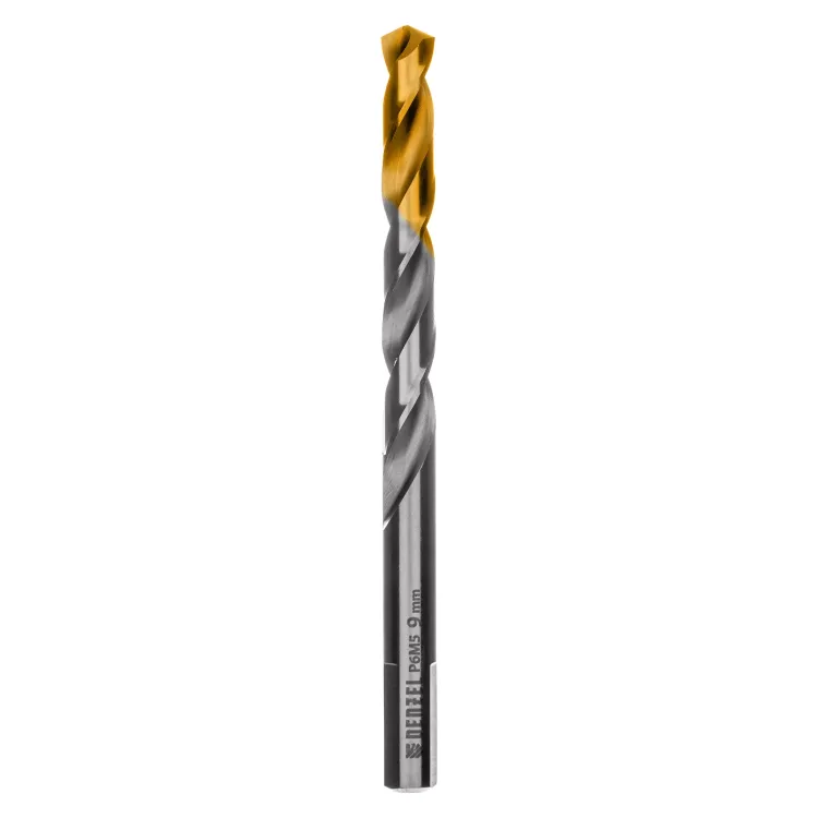 Сверло спиральное по металлу Denzel, 9 x 125 мм, Р6М5, Golden Tip, 718241 купить в Нефтеюганске