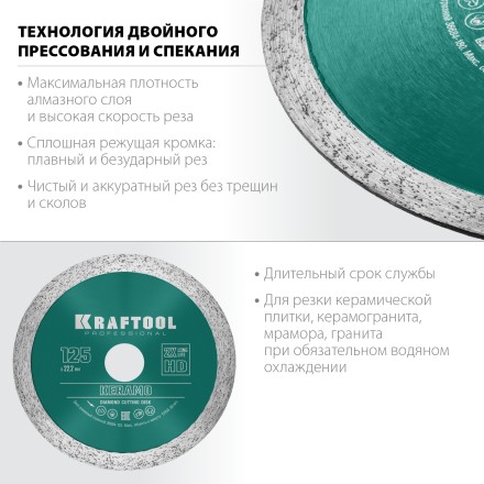 Диск алмазный отрезной для УШМ KERAMO 36684-125 купить в Нефтеюганске