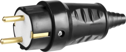 Вилка СИБИН электрическая ударопрочная, с заземлением, 16А/220В, черная 55115-B купить в Нефтеюганске