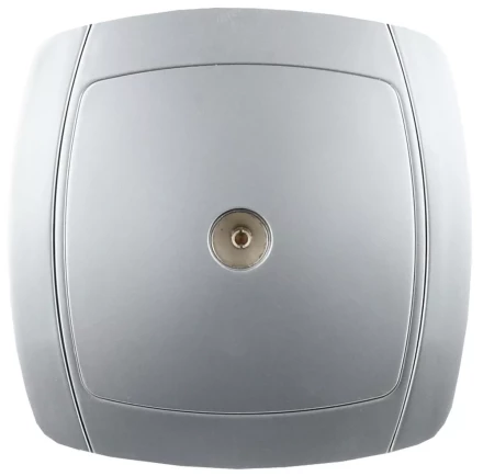 Розетка СВЕТОЗАР &quot;АКЦЕНТ&quot; телевизионная одинарная в сборе, цвет серебристый металлик SV-54215-SM купить в Нефтеюганске