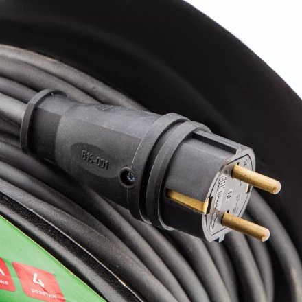 Удлинитель силовой 20 м Сибртех 95875, 16А, тип УХз16, КГ 3 x 1.5 мм, на стальной катушке, 4 розетки купить в Нефтеюганске