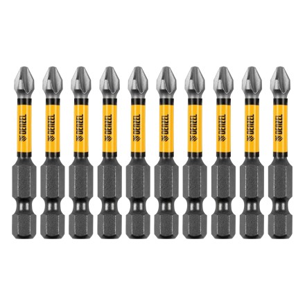 Бита IMPACT, PH2x50 мм, лазерная обработка шлица, сталь S2, 10 шт., Е 6,3 Denzel 11689 купить в Нефтеюганске