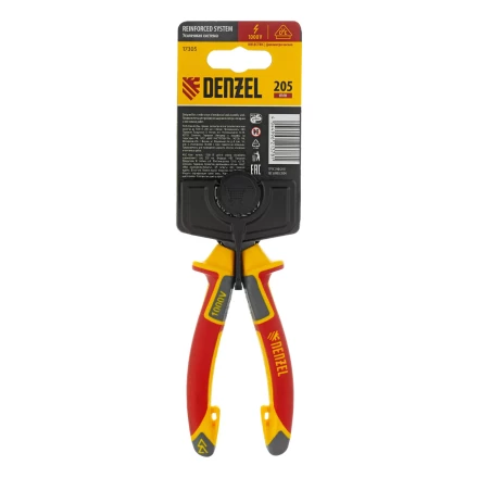 Длинногубцы прямые Denzel 17305, диэлектрические рукоятки до 1000 В, трехкомпонентные рукоятки, 205мм купить в Нефтеюганске