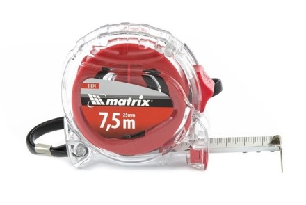 Рулетка 7,5 м х 25 мм MATRIX Crystal корпус из поликарбоната артикул 31074 купить в Нефтеюганске