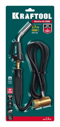Blue Fire KS-8000  горелка для МАПП / MAPP газа,  с пъезоподжигом, на баллон c резьбовым соединением US 1, 2000°C 55512 купить в Нефтеюганске