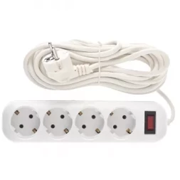 Удлинитель бытовой серия EF, с заземлением и выключателем, 5м, 4 роз., 10A Stern 95778