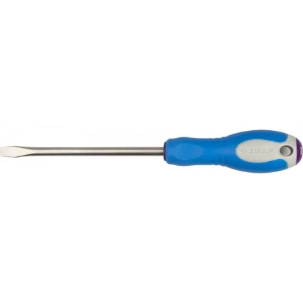 Отвертка ЗУБР, Cr-V сталь, трехкомпонентная рукоятка, цветовая индикация типа шлица, SL, 8,0x150мм 25251-8.0-150 купить в Нефтеюганске