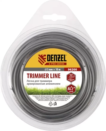 Леска для триммера армированная алюминием X-Pro квадрат витой 3 мм х 10 м блистер Россия Denzel 96200 купить в Нефтеюганске