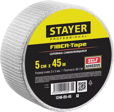 Серпянка самоклеящаяся FIBER-Tape, 5 см х 45м, STAYER Professional 1246-05-45 1246-05-45_z01 купить в Нефтеюганске