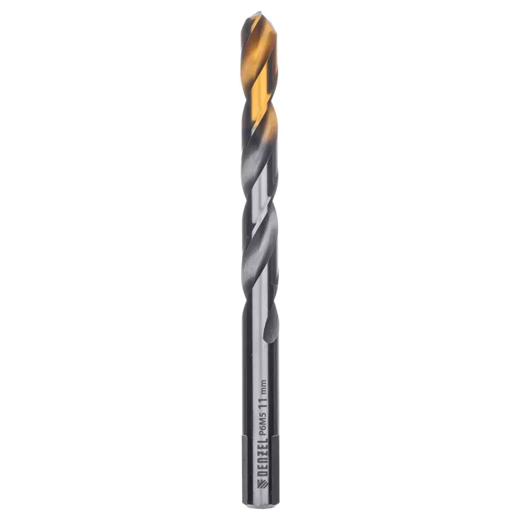 Сверло спиральное по металлу Denzel, 11 x 142 мм, Р6М5, Golden Tip, 718243 купить в Нефтеюганске