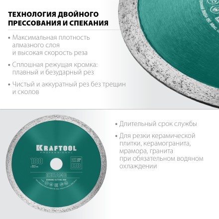 Диск алмазный отрезной для УШМ KERAMO 36684-180 купить в Нефтеюганске
