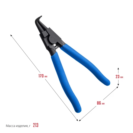 ЗУБР 170 мм, изогнутые губки, внешний съемник стопорных колец, Профессионал (22821-4) купить в Нефтеюганске