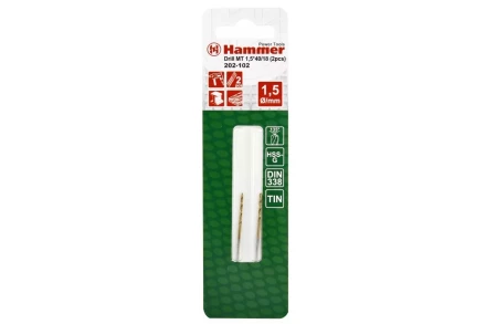 Сверло по металлу HAMMER Ф1.5х40мм (DR MT 1,5мм*40/18мм 2шт.) купить в Нефтеюганске
