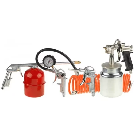 Набор пневматический STAYER &quot;MASTER&quot; универсальный: краскораспылитель с нижним бачком, пистолеты, пневмошланг, 5 предм 06487-H5 купить в Нефтеюганске