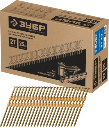 ЗУБР SN21 63 х 2.87 мм, реечные гвозди рифленые, 3000 шт (305392-63) купить в Нефтеюганске