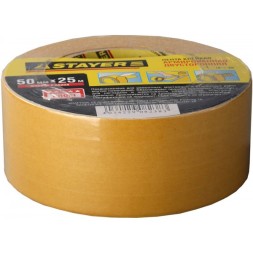Двухсторонняя клейкая лента на тканевой основе, STAYER Profi 1217-25, 50мм х 25м 1217-25