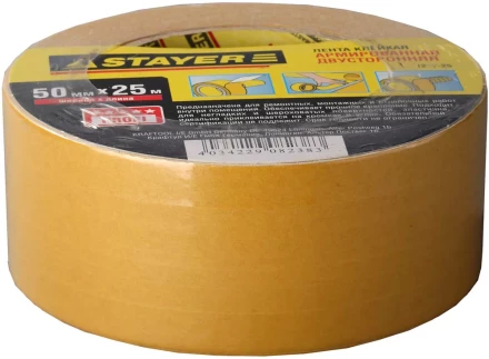 Двухсторонняя клейкая лента на тканевой основе, STAYER Profi 1217-25, 50мм х 25м 1217-25 купить в Нефтеюганске