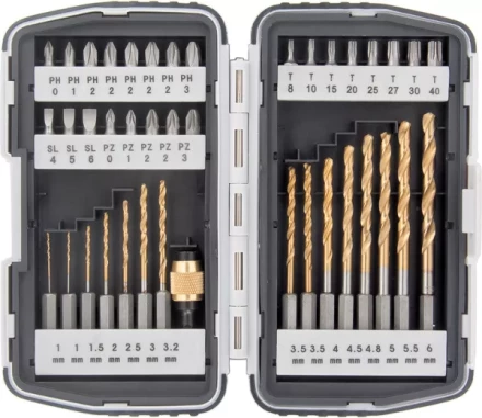 Набор бит и свёрел,магнитный адаптер,CrV, в пласт. боксе,40шт MATRIX 11322 купить в Нефтеюганске