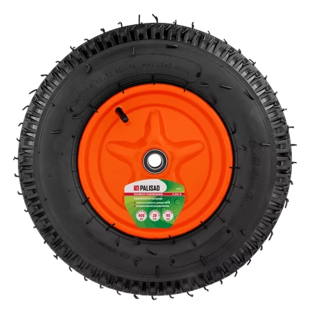 Колесо пневматическое усиленное Palisad 69081, шина 8PR, 4.00-8 D400 мм, внутренний диаметр подшипника 20 мм, длина оси 90 мм купить в Нефтеюганске