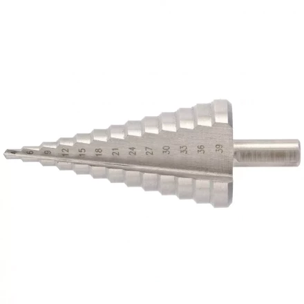 Сверло ступенчатое 4-6-9-12-15-18-21-24-27-30-33-36-39 мм Р6М5 трехгранный хвостовик Барс 72363 купить в Нефтеюганске