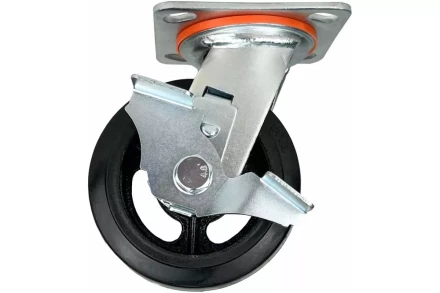 Аппаратное поворотное колесо большегрузное с тормозом HITCH 125*50 резина черная SCdb55 (SZ085005) купить в Нефтеюганске