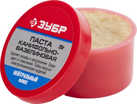 Паста ЗУБР паяльная канифольно-вазелиновая, пластиковая банка, 20гр 55475-020 купить в Нефтеюганске